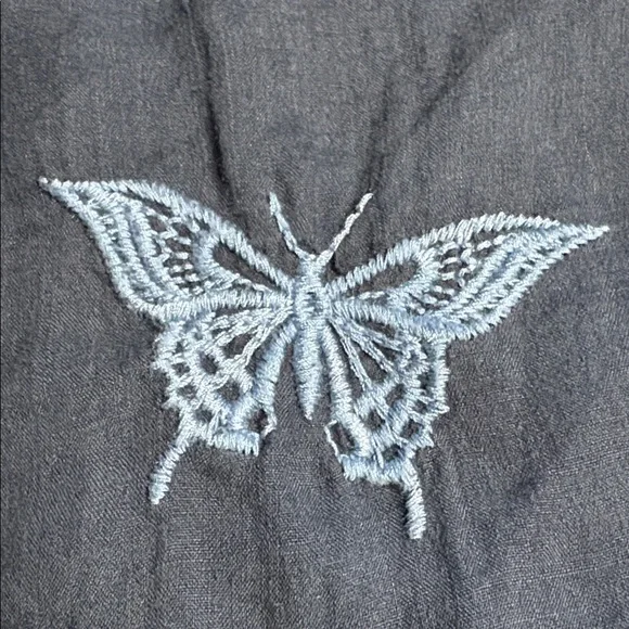 GUC Johnny Was- Lulu Butterfly Embroidered Navy Blue Dress. Size S - Picture 7 of 8